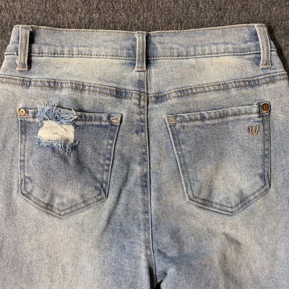 WallFlower Fearless Curvy Super High Rise Distressed Straight Jeans Size 3 Light - Picture 10 of 11